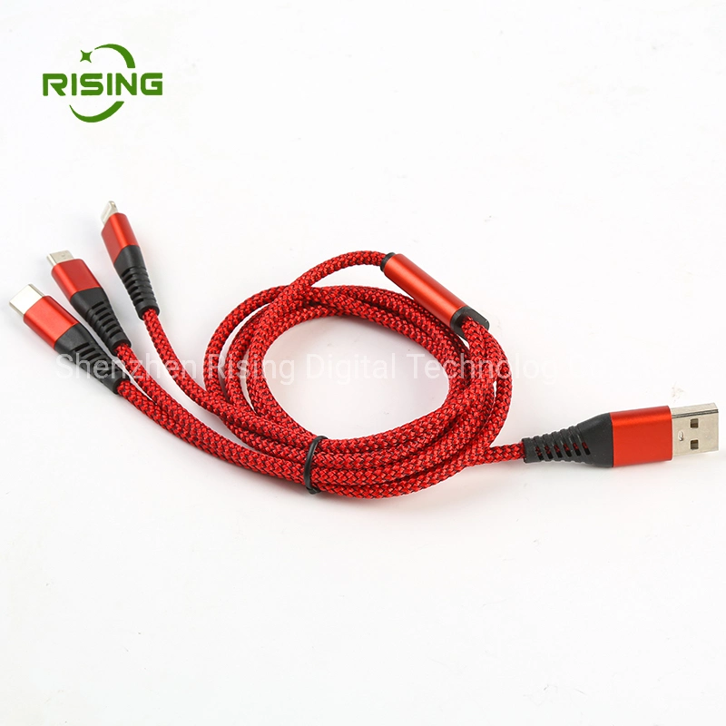 Three-in-One Charging Cable Multi-Function Nylon Type-C USB Cable