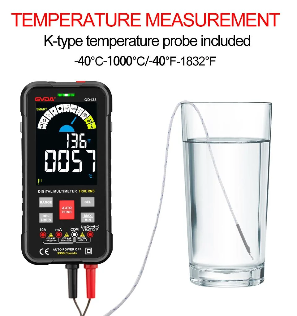 New 9999 Counts Smart Auto Range 1000V 10A Dmm Multitester Tester Meter Ohm Hz Capacitance Rel True RMS AC DC Digital Multimeter