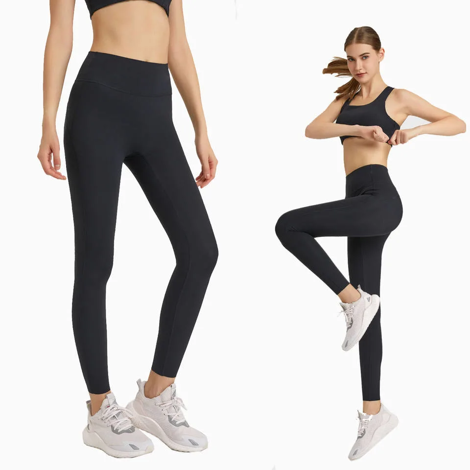 2023 Nuevo Gimnasio transfronteriza pantalones de yoga de la mujer cintura alta transpirable y ligera que apretados pantalones bolsillo ejecutando Leggings