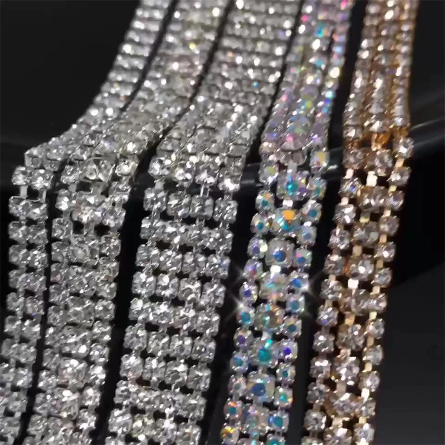 Wholesale Custom Bling Bling Rhinestones Trim Chain Decorations Accessory Rhinestone Claw Chain Crystal Ab Belt for Dress Garment