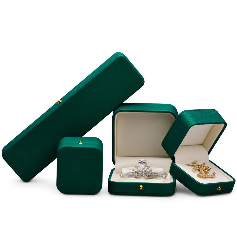 Emerald Green PU Leather Button Snap Jewelry Packaging Gift Box Ndmwr-94