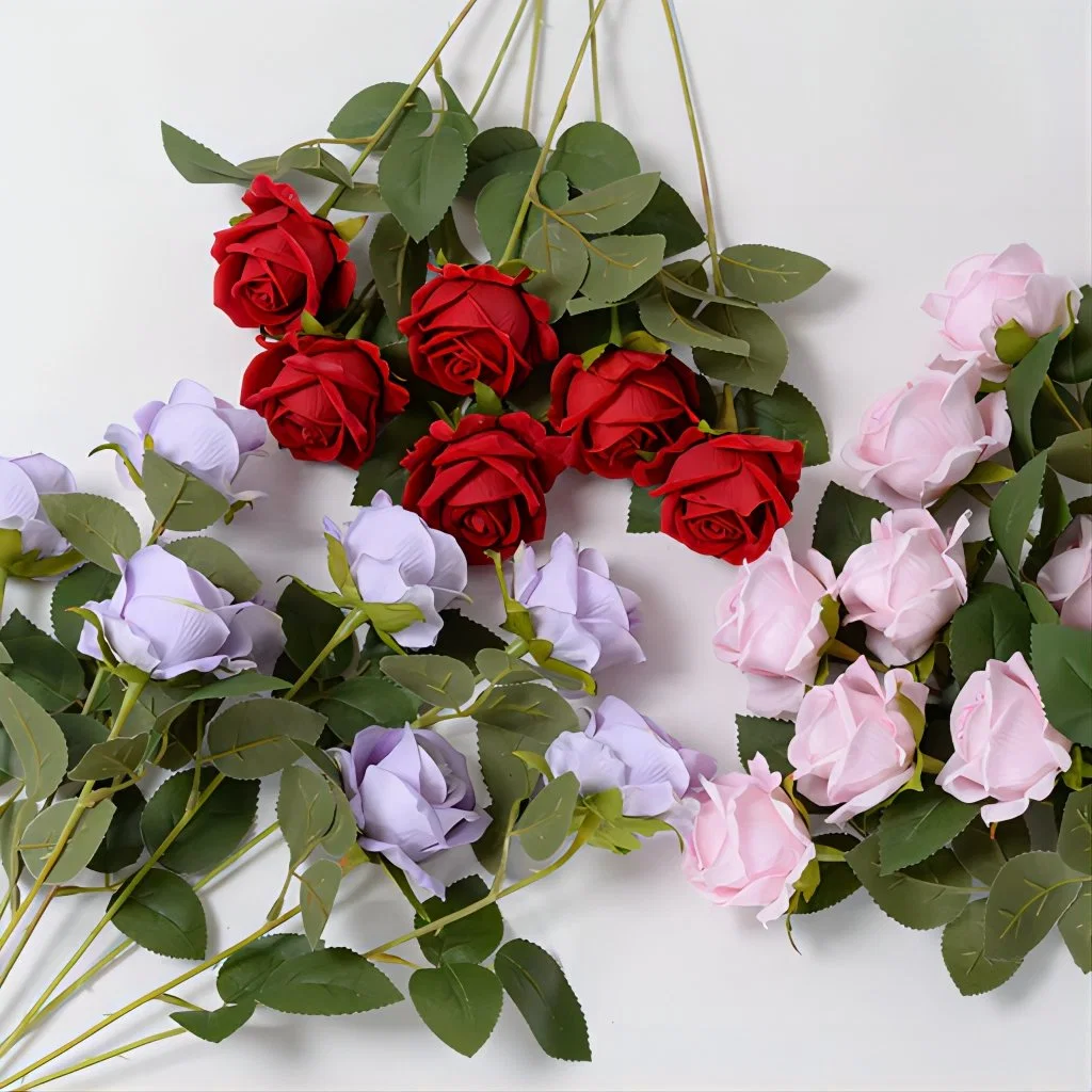 OEM Factory Customized Artificial Flower Real Touch Flowers Artificial Rose Head Silk Flowers Artificial Decorative Rose Manufacturer in China