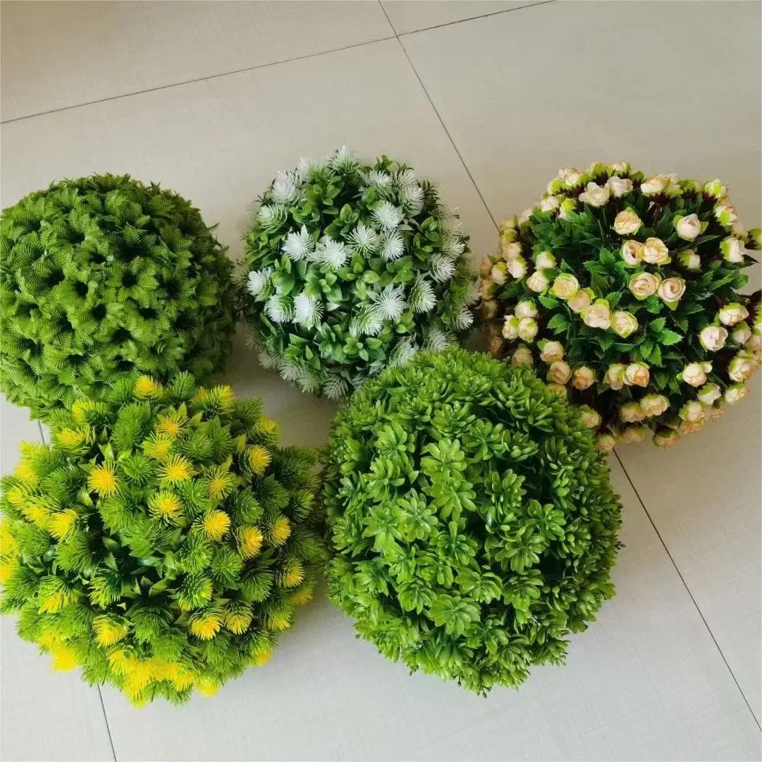 OEM Factory Customized Artificial Plant Synthetic Grass Ball Fake Grass Ball Artificial Topiary Plant Colorful Artificial Grass Ball Manufacturer in China