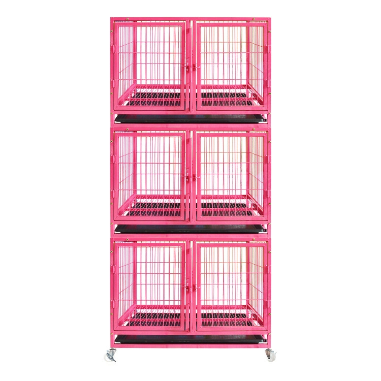 China Fabricante profesional de mascotas Crate 2 Puertas de mascotas plegable PVC Jaula de perro recubierta