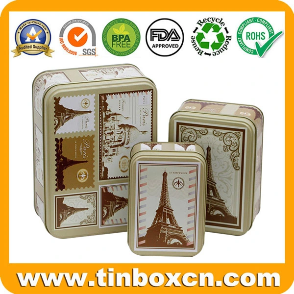 Square Promotion Gift Packaging Set Metal Christmas Storage Tin Box