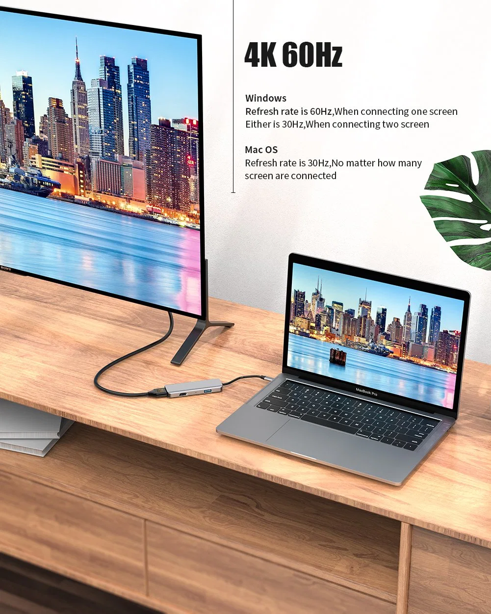 3 in 1 USB C Adapter, Multi Function Hub