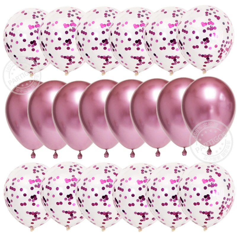 20PCS Rose Gold Balloons Confetti Set Chrome Balloon Birthday Party Wedding Decoration