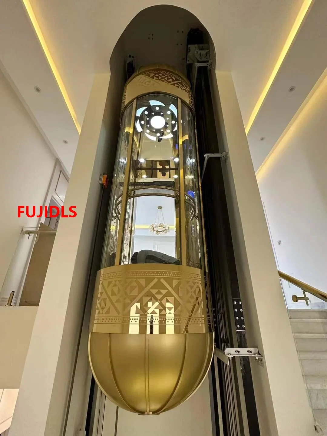 Popular FUJI Elevator Observation Elevator Car Decoration 1000kg with Safety Roound Glass Sightseeing Elevator Lift Supplier with New Design