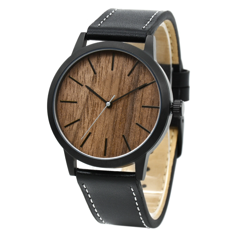 Cadeau Bewell Dernière mode Hot Sale en acier inoxydable mouvement japonais de l'homme en cuir véritable Bracelet montre en bois