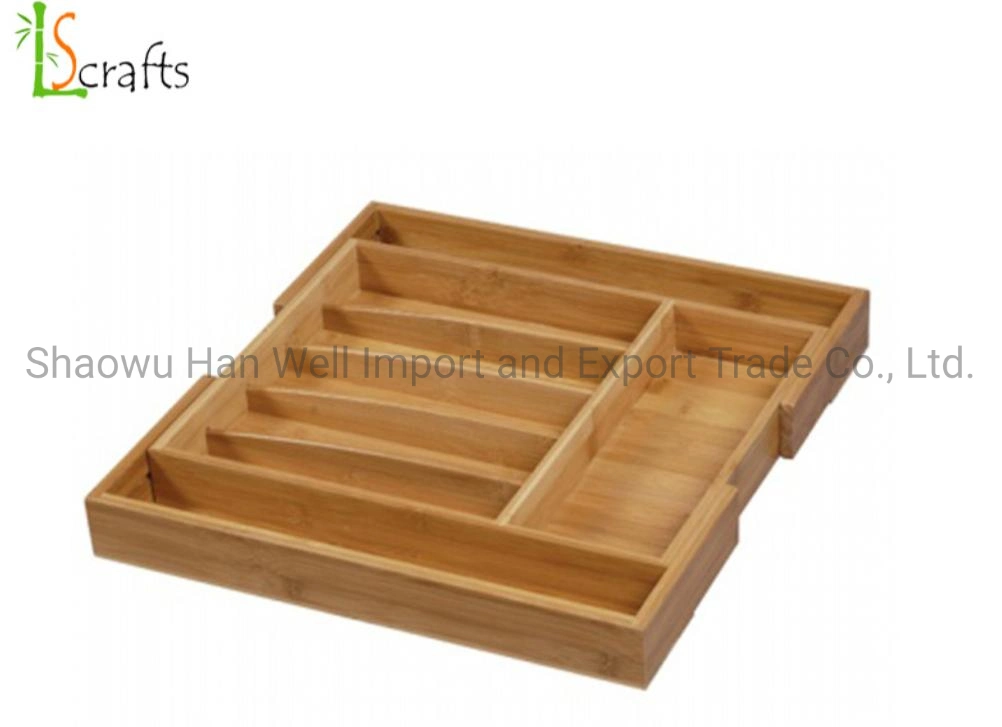 Zakka Style Classic Bamboo Grooved Sundries Drawer Organizer