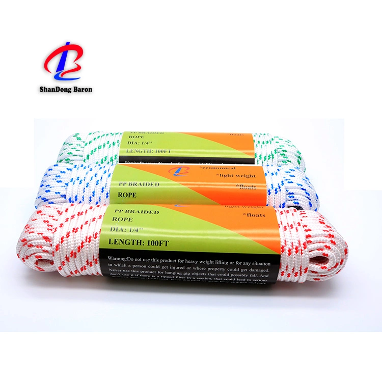 Practical Purpose PP/Polyester/Nylon/Cotton 5/32" 16 Strands Braided Rope for DIY, Crafts, Gardening, Packing, Sporting, Recreational Marine