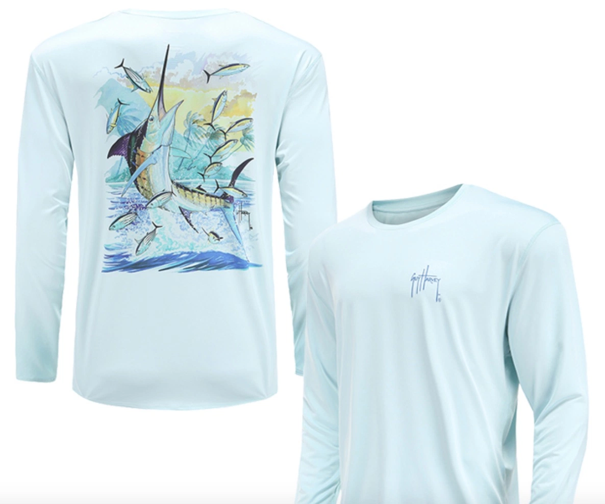 New Men's Long Sleeve Marlin Fishing Shirt for Beach Outdoor Seaside Boat Sailing Sunshine UV