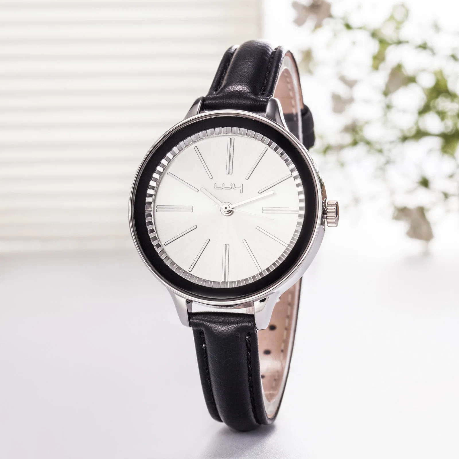 Minimalista personalizado genuino Beather Cuarzo reloj de pulsera marca Womans WY-043