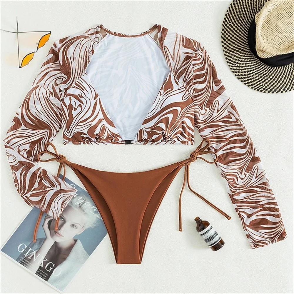 Low Waist Swimwear Women Sexy Long Sleeves Bikini 2022 Push up Swimsuit Female Brazilian Bikini Set