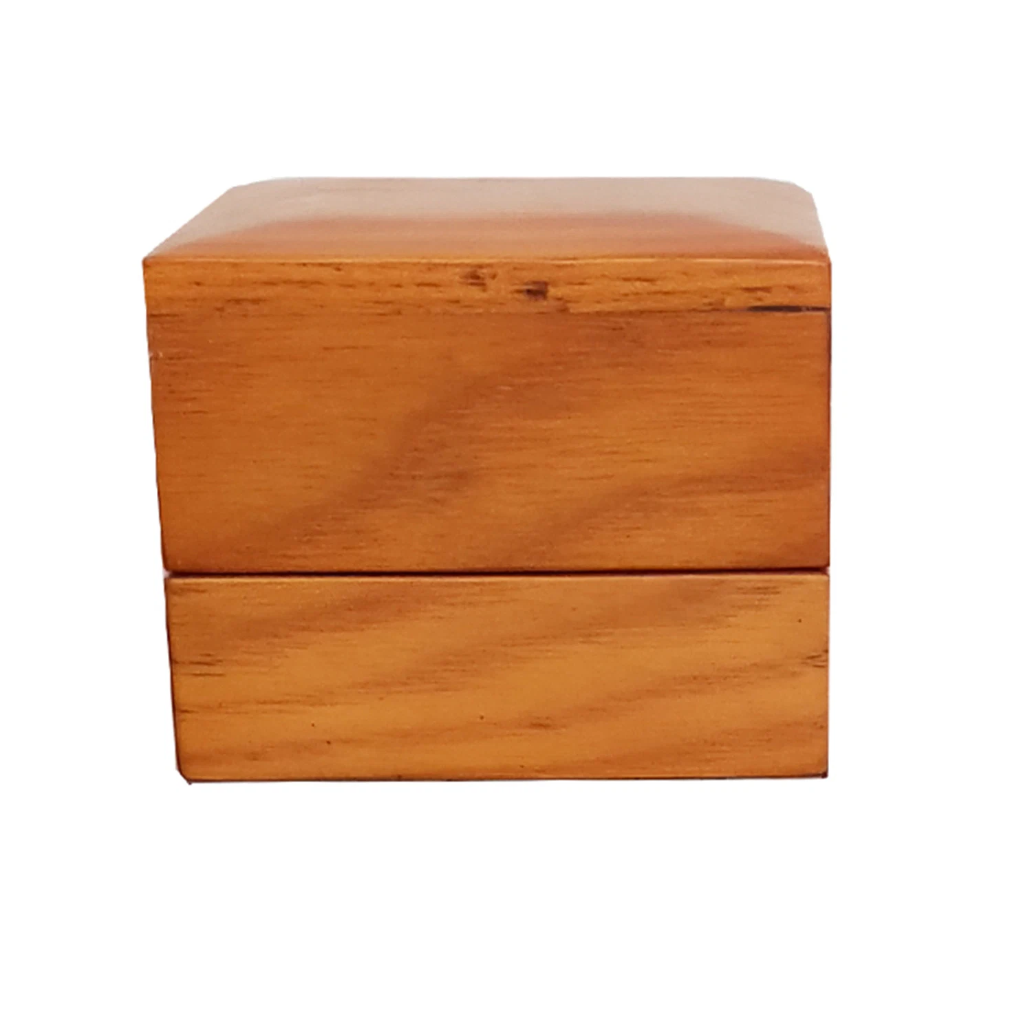 Good Fashion Mini Brown Solid Wood Leather Ring Box Package Gift