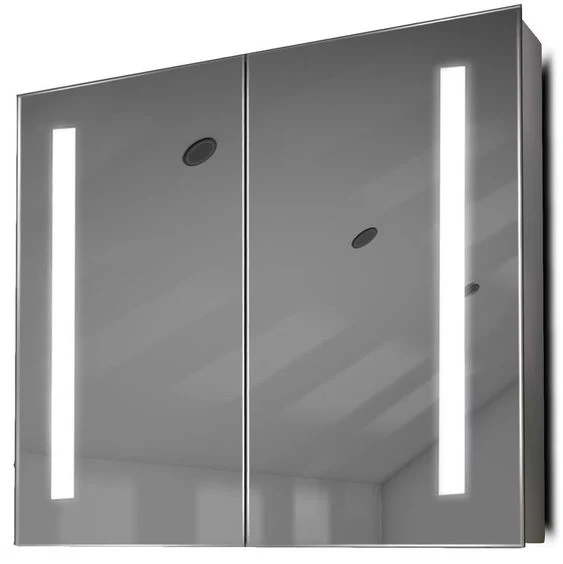 Advanced Furniture Bathroom Kitchen Single Double Door Frontlit Mirror Cabinet with Tempered Glass Shelf