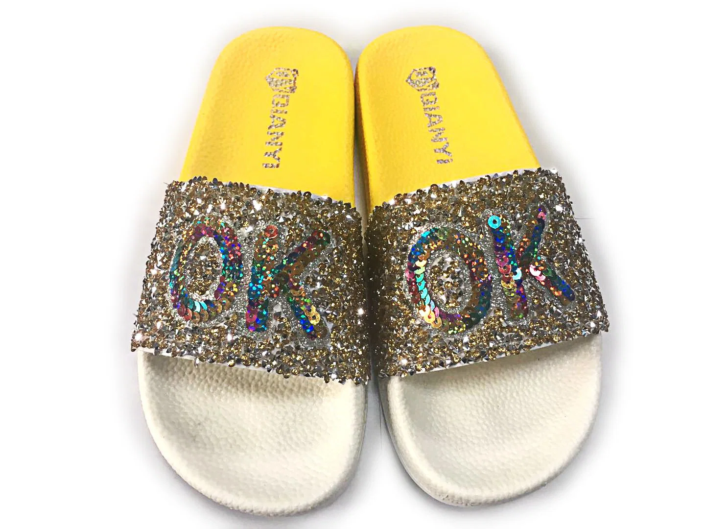 ODM Fashion Acrylic Stone Upper Slide Sandal Women's Footwear