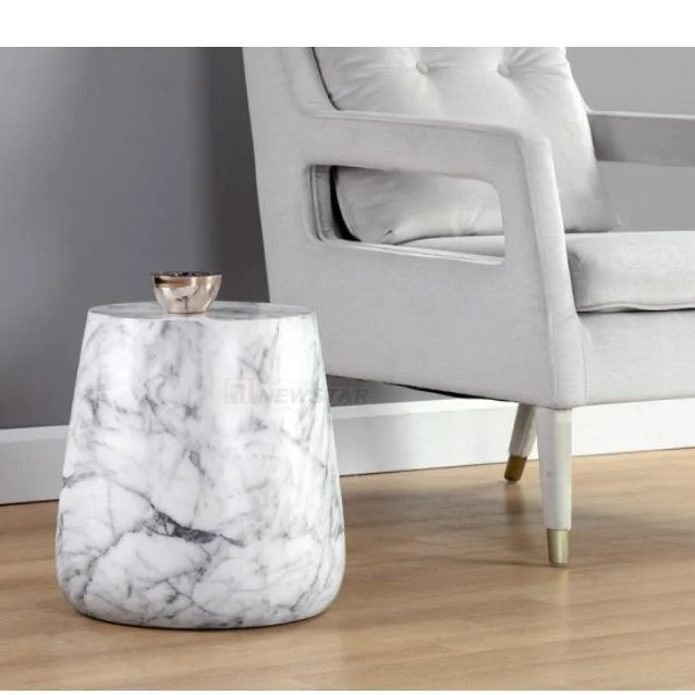 Nodric White Marble Side Table Custom New Stylle Bed Side Table Manufacture Factory Living Room Furniture Stone