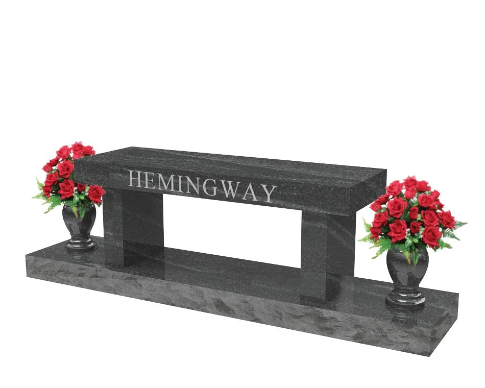 Nice White Granite Memorial Bench for Cemetery with Vase