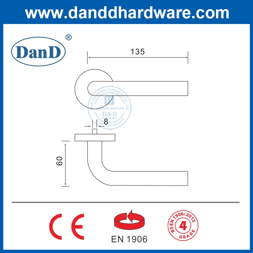 BS En1906 Stainless Steel Modern Front Door Tube Lever Handle