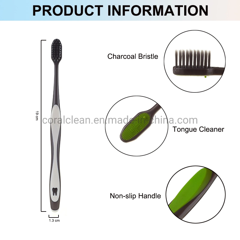 Manufacturer Personal Oral Care Plastic Charcoal 2PCS Set Adult Toothbrush