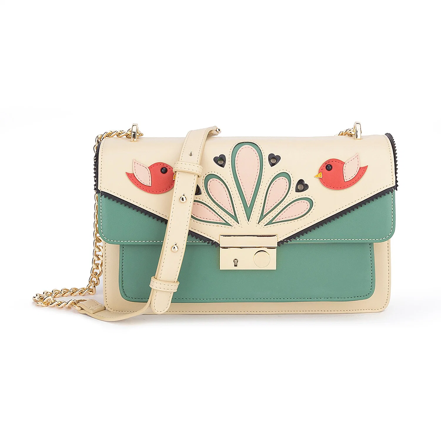 2019 Designer Multi Color Applique Pattern Ladies Crossbody Bag