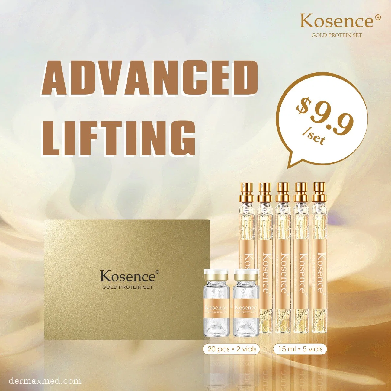 Kosence Korean Soluble Protein Thread and Nano Gold Essence Combination Face Lift Protein Threads to Smoothes Wrinkles