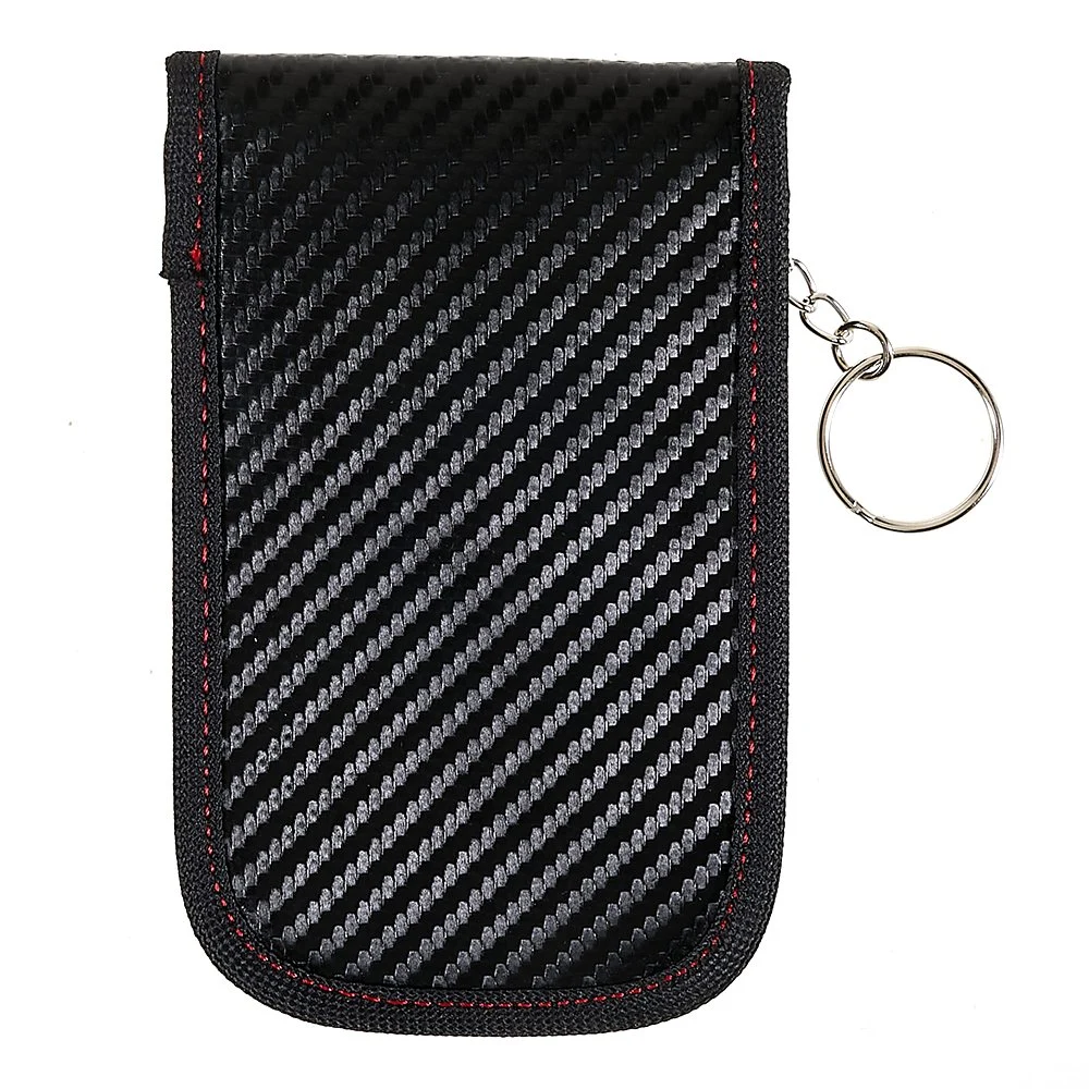Double Layer Carbon Fiber Texture RFID Blocking Car Key Signal Shielding Bag Key Storage Pouch