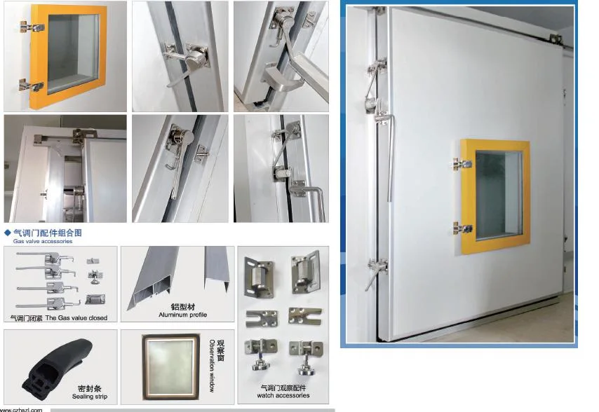 Frigorífico de armazenamento em Sala fria refrigeração porta deslizante com dobradiça automática