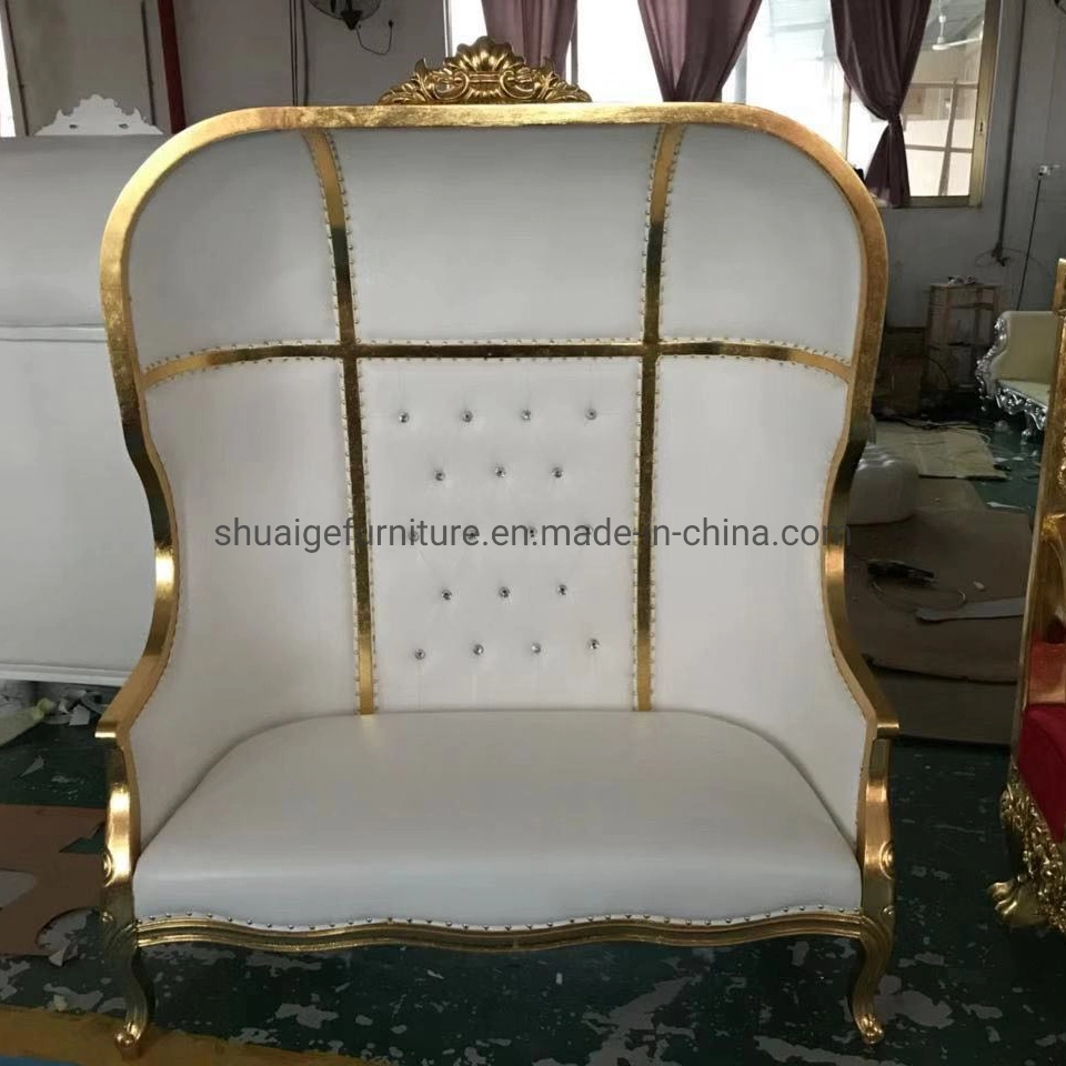 Roral Furniture Gold Metal White Colour King Throne Brige and Groom Wedding Sofa