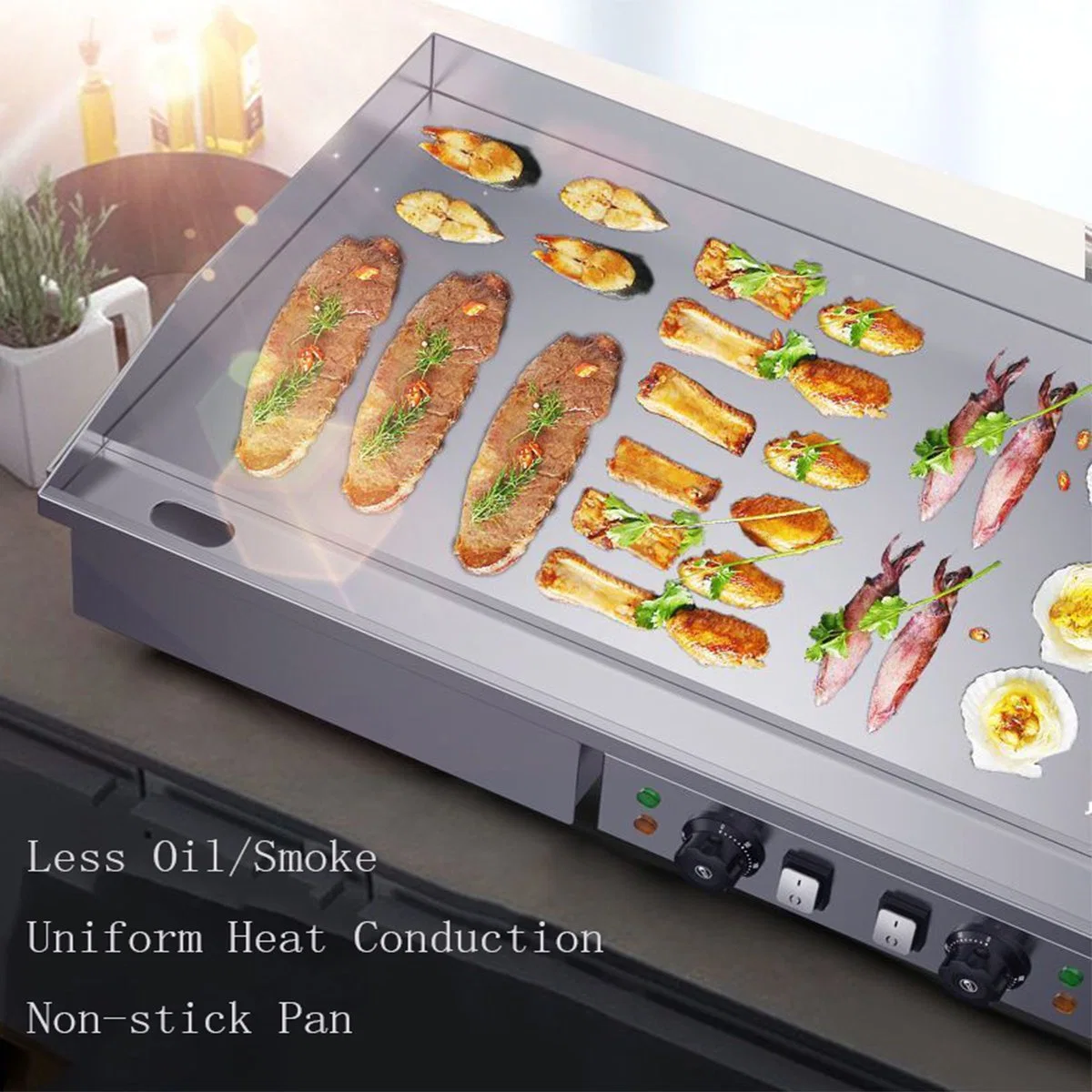 High quality/High cost performance Professional Kitchen Appliance Stainless Steel Griddle Smokeless Electric Grill