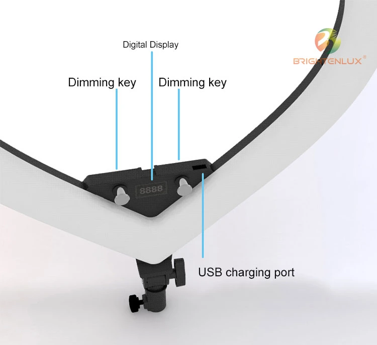 Photographie d'alimentation Brightenlux Fabricant ABS 10 niveaux de luminosité 3 Modes de lumière l'anneau en forme de coeur de lumière pour Selfie Live Streaming vidéo