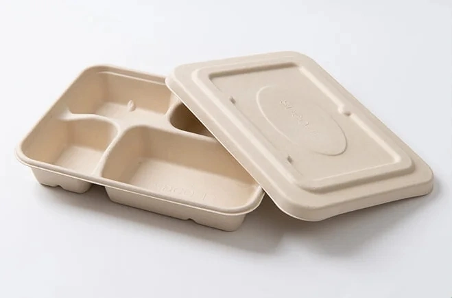 Caja de comida de pasta de papel de 5 compartimentos para bagazo de azúcar biodegradable