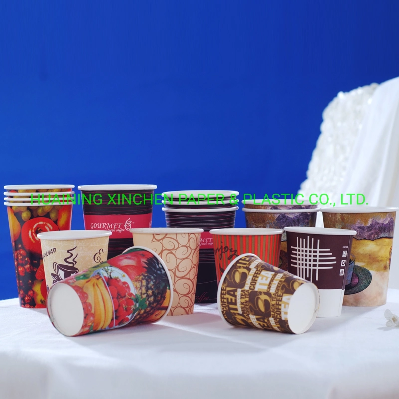 Original Factory Custom Company Logo Printed Disposable Single Wall Paper Cups for Hot Coffee