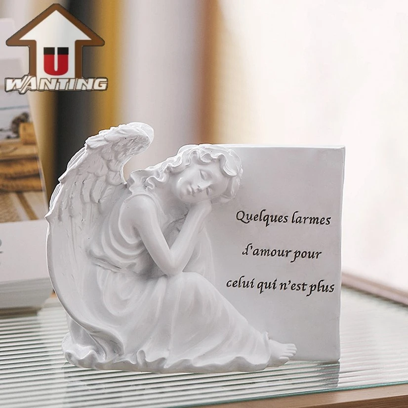 Retro Harz Engel Schnitzerei Tischschmuck Cherubs Gebet Home Dekoration Weihnachtsgeschenk