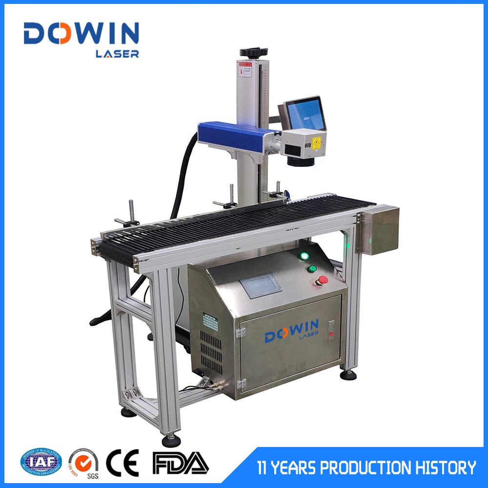 Online Flying 5W 355nm UV علامة تجارية Laser Marking Machine Bar Code QR Code Laser Printer for Plastic Bottle.