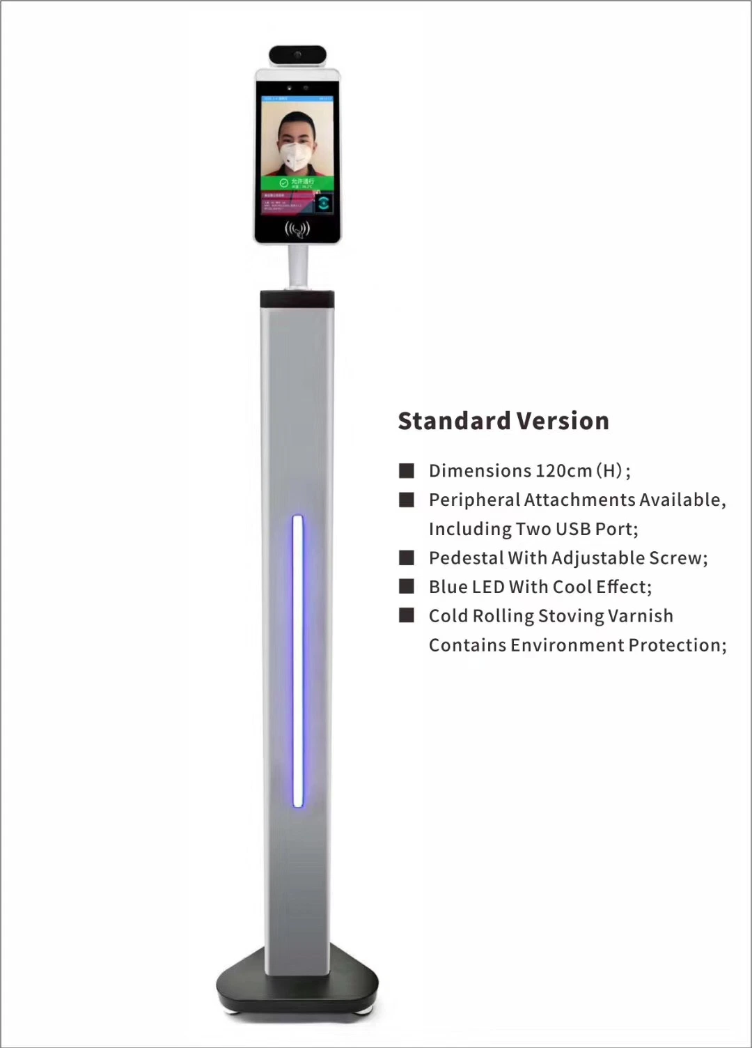 Access Control System with 8inch Screen Build in Germany Temperature Sensor Face Recognition Camera and RFID Cards for Public Location