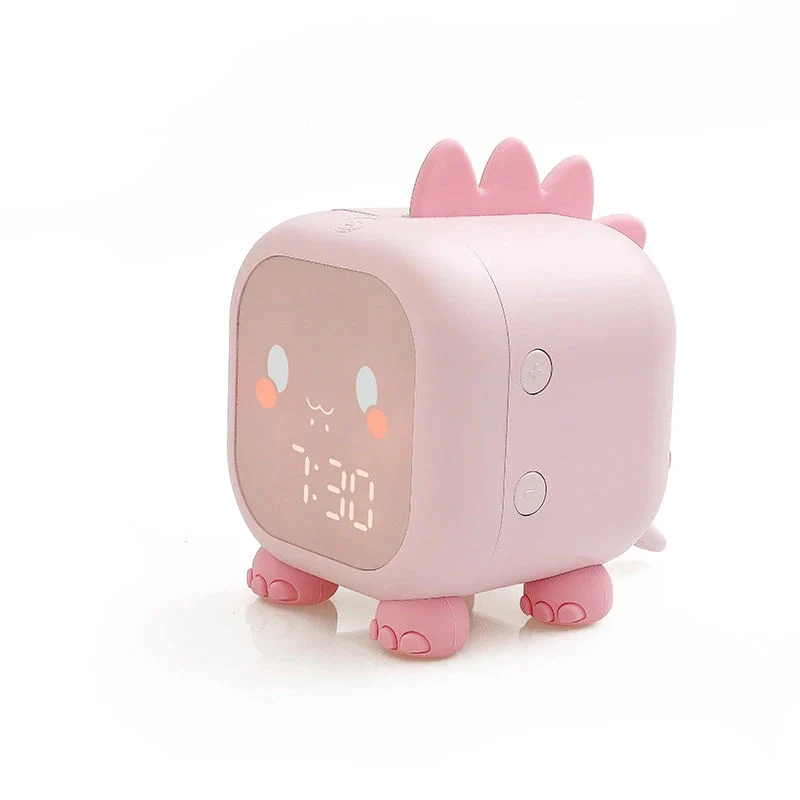 New OEM ODM Children Sleep Trainer Table LED Night Light Pink Kids Alarm Digital Clock