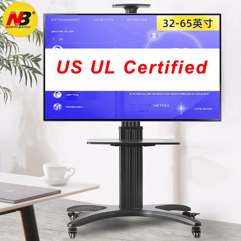 to New York Nb Avf1500-50-1p TV Mount Flat Panel Trolley LED LCD Plasma TV Cart Aluminum Alloy 32~65 Inch Lifting Height 1100mm-1500mm