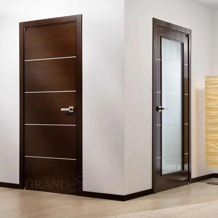 Portas interiores interiores personalizadas e modernas, com quarto sem moldura, portas em madeira compósito