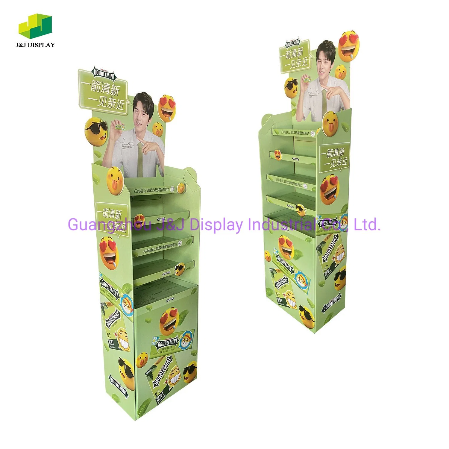 Customized Cardboard Corrugated Paper Promotion Retail Store Advertising Exhibition Pop Foldable Floor Display Stand for Double Mint