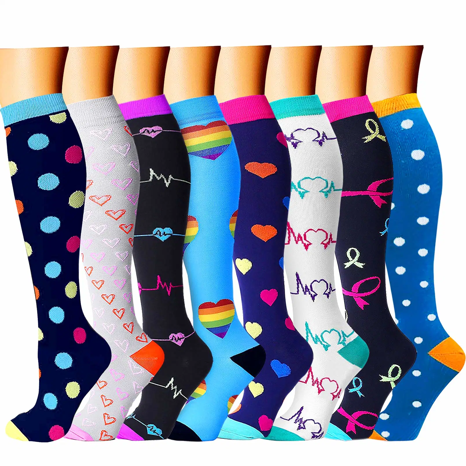 Amazon Cycling Nurse Baseball Women Sport Custom Logo Compression Socks Stocking