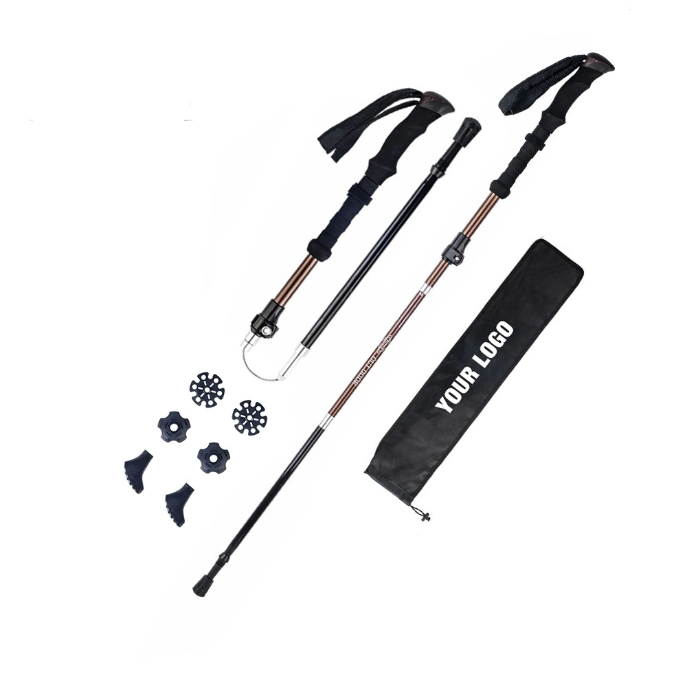 Lightweight Aluminum 6061 7075 Trekking Stick Foldable Spinlock Trekking Poles Trekking Sticks for Hike with EVA Handle