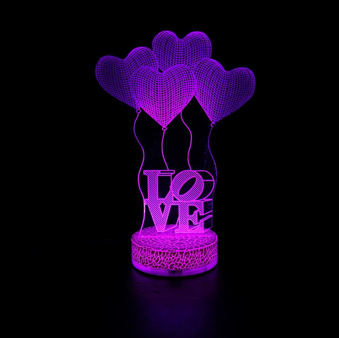 La Ilusión 3D LED lámpara decorativa Sala personalizada amor el corazón de la batería USB de regalo para los niños de acrílico LED 3D La lámpara de mesa de luz de noche las luces 3D