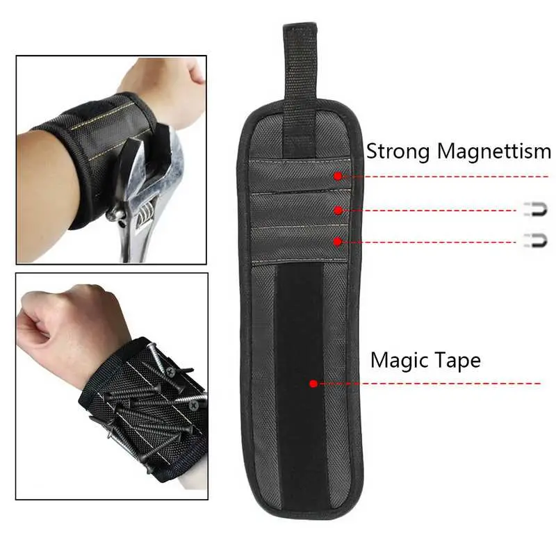 Breathable Work Strong Magnetic Tool Wristband with Nail Set Tool Bag