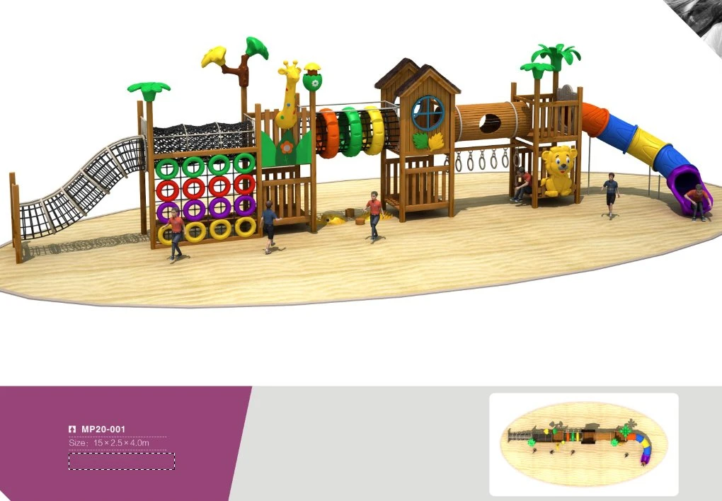 MP20-012 Wooden Playground Kids Wooden Amusement Equipment Outdoor Combination Wooden House