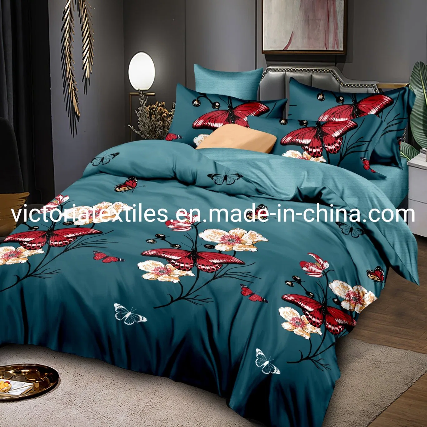 Romantic Flower Printed Bedding Master Lover Bedroom Home Bedding Sheet Set