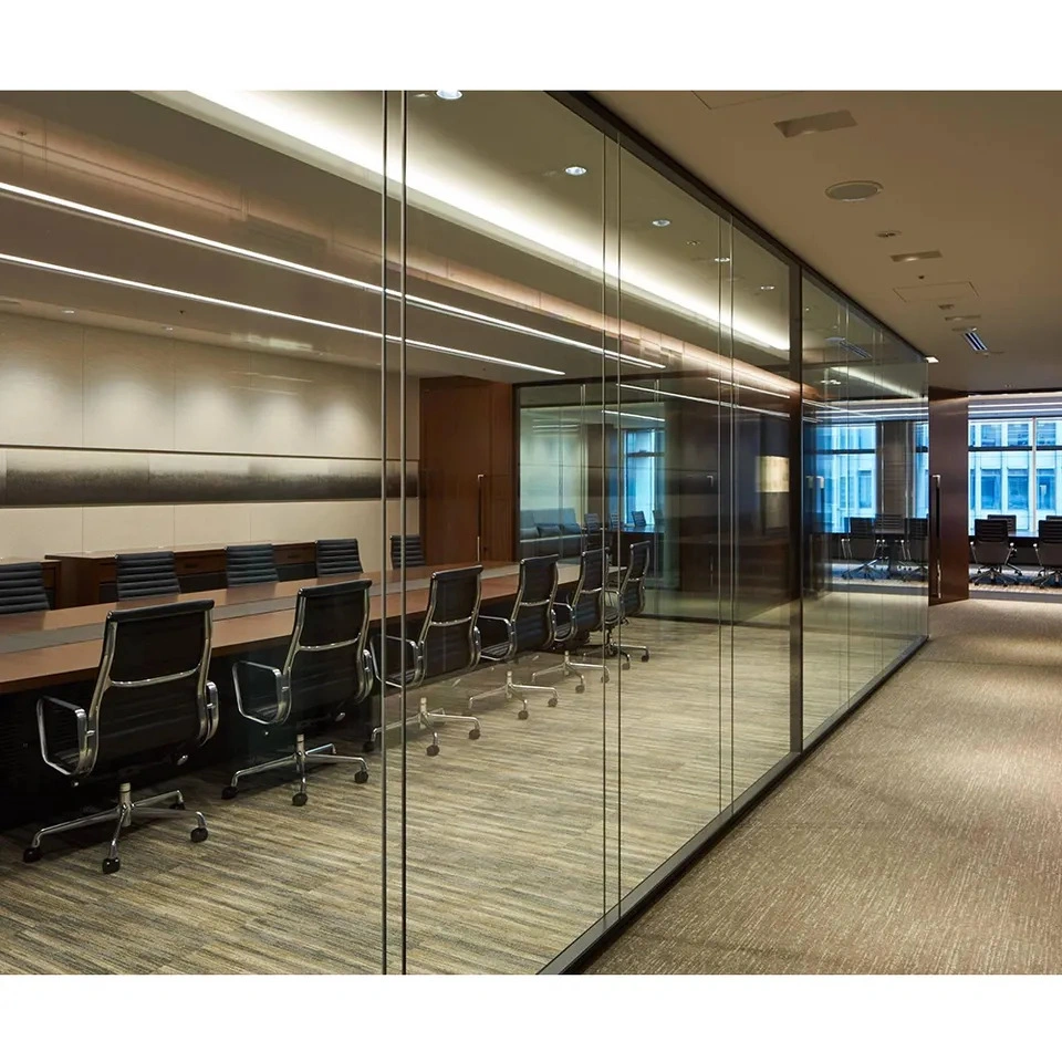 Office Aluminium Profile Modular Glass Division Interior Soundproof Tempered Glass Room Separtation