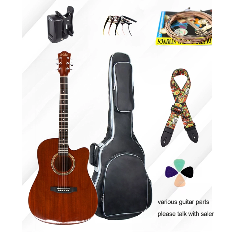 OEM Folk Guitar Okoume Neck Engineered Wood Fingerboard Natural Wood Color Cutway 41 Inch Acoustic Guitar Kit