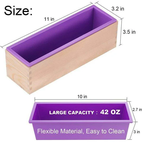 Silicone Soap Mold for Soap Making Rectangular with Wooden Boxes